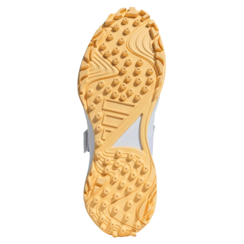 Adidas SCORERUN 2.0 Rubber Studs Shoes White/Yellow – Lightweight breathable cricket shoes with cushioned EVA midsole and high-traction rubber outsole. 2