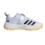 Adidas SCORERUN 2.0 Rubber Studs Shoes White/Yellow – Lightweight breathable cricket shoes with cushioned EVA midsole and high-traction rubber outsole. 1