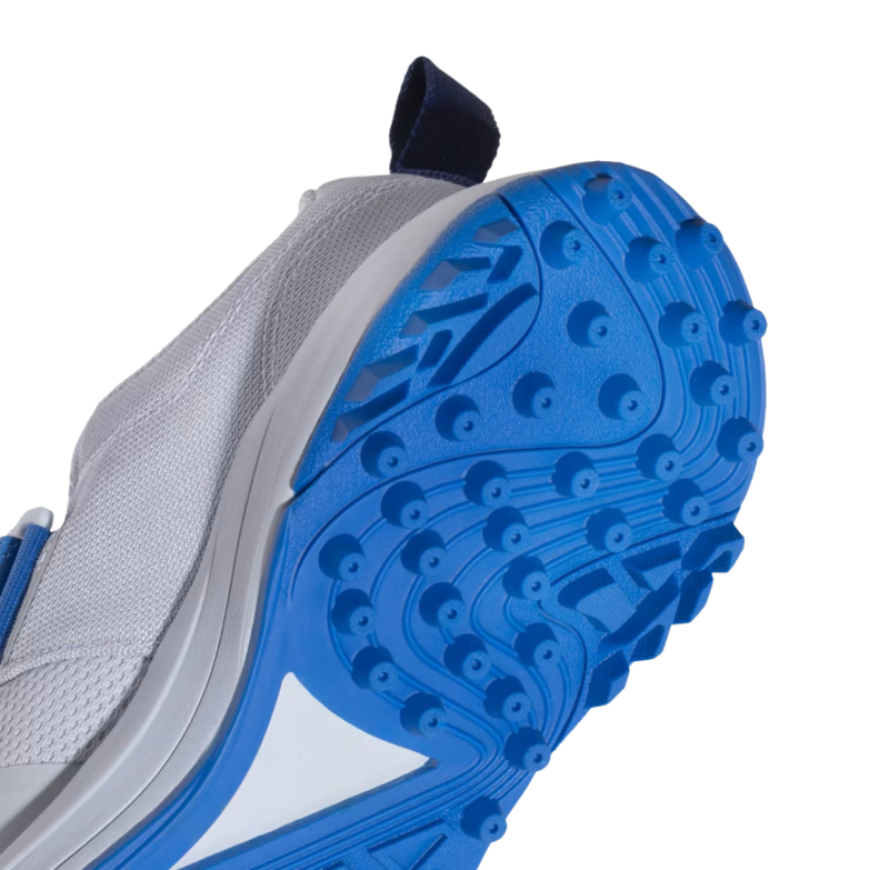 Adidas SCORERUN 2.0 Rubber Studs Shoes White/Blue โ Lightweight breathable cricket shoes with cushioned EVA midsole and high-traction rubber outsole. 4