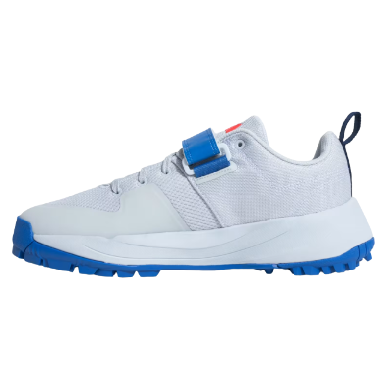 Adidas SCORERUN 2.0 Rubber Studs Shoes White/Blue โ Lightweight breathable cricket shoes with cushioned EVA midsole and high-traction rubber outsole. 5