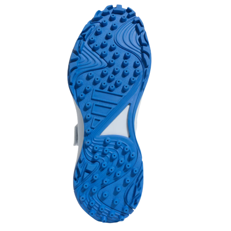 Adidas SCORERUN 2.0 Rubber Studs Shoes White/Blue – Lightweight breathable cricket shoes with cushioned EVA midsole and high-traction rubber outsole. 2