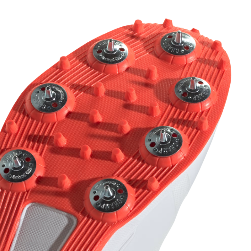 Adidas 22 Yard Cricket Shoes Spikes White/Orange โ Lightweight cricket shoes with Adiprene EVA cushioning and high-traction steel spikes. 3