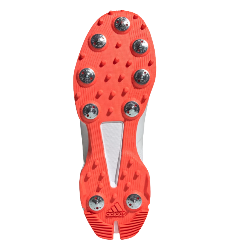 Adidas 22 Yard Cricket Shoes Spikes White/Orange โ Lightweight cricket shoes with Adiprene EVA cushioning and high-traction steel spikes. 2