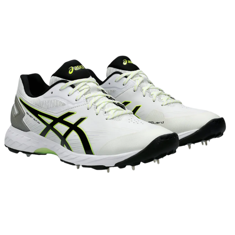 Asics 350 NOT OUT FF Spikes White/Yellow – Advanced FlyteFoam technology meets PU plate construction for lightweight support and high-performance pivots. 1