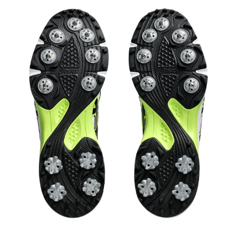 Asics GEL-GULLY 7 Spikes White/Yellow – High-stability competitive cricket spikes with reconstructed midfoot support and improved toe flexibility. 2